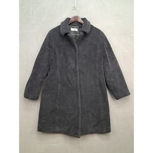 J Crew Women’s Black Knee Length Teddy Sherpa Button Down Short Coat Size Large